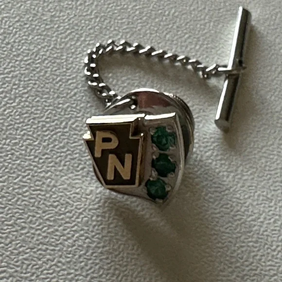 14K Yellow & white Gold Vtg PN Green Stone Accent